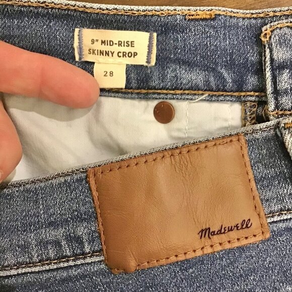 Madewell 28 (6) Mid Rise 9” Skinny Crop Button Fly Women’s Jeans Stretch - Picture 7 of 10